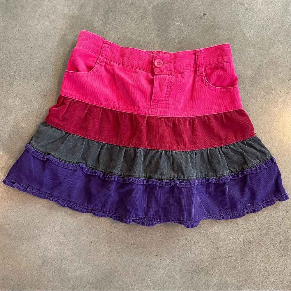 Just 4 girls pink purple red multi color block corduroy skirt girls size 8 y2k